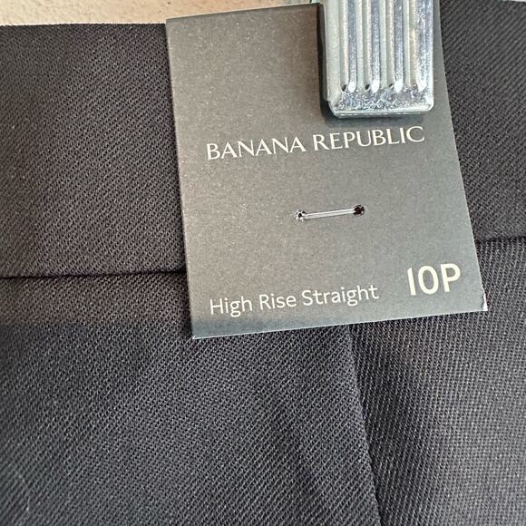 Banana Republic Siena Straight Italian Wool Blend Pant Black 10 Petite - Picture 6 of 12